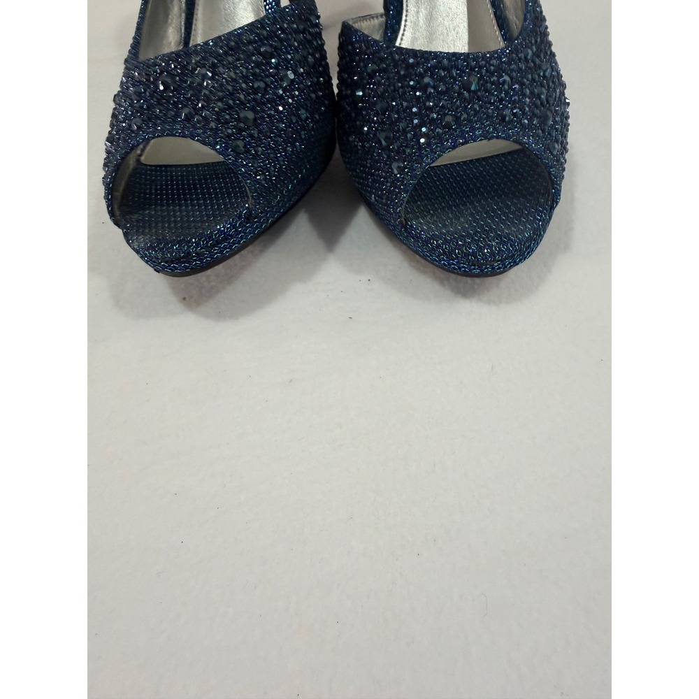 Kelly & Katie Darlene Pumps Women 8.5 Navy Rhinestone Peep Toe Formal Wedding - Picture 9 of 9